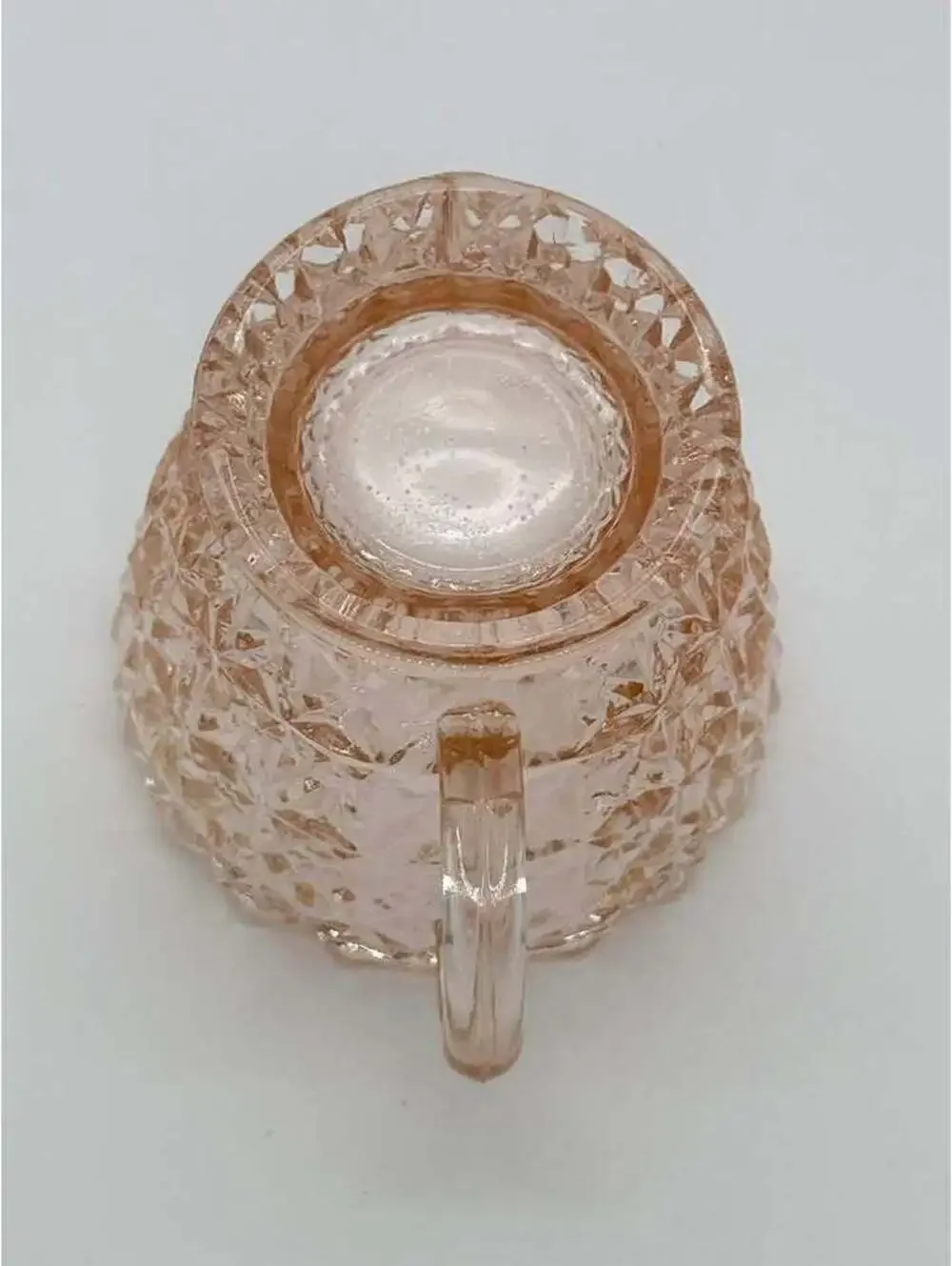 Jeannette Holiday Pink Glass Creamer Buttons & Bows Footed 1940s